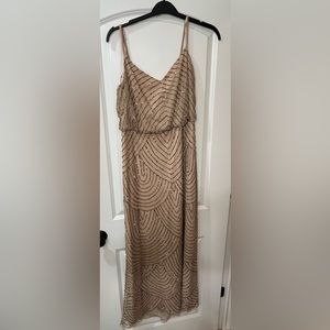 Adrianna Papell Sequin Beaded Chiffon Dress (taupe/pink)